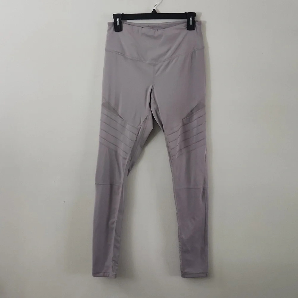 Zella Hig Waist Gray Moto Textured Leggings Medium